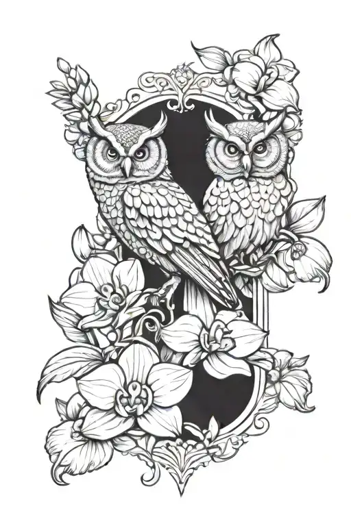 Owl And Orchid Flower