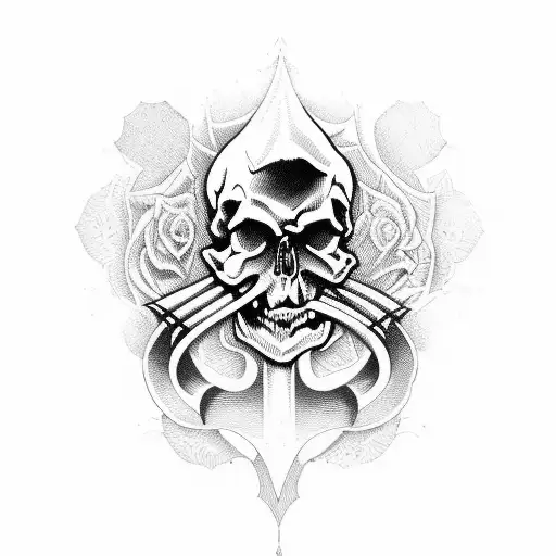 Skull With Medisa And Demon