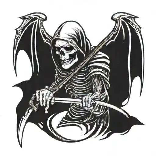 Grin Reaper Holding A Scythe