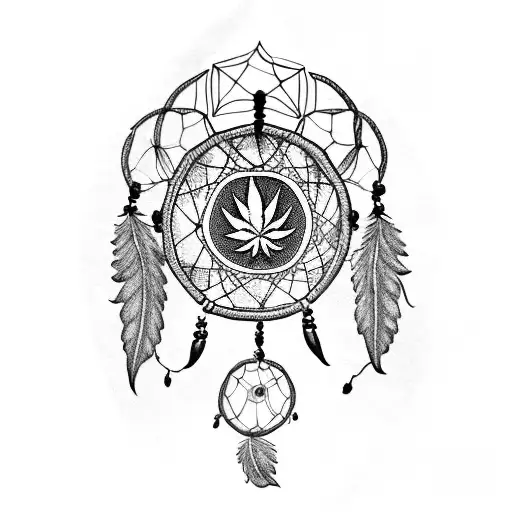 A Dreamcatcher With Cannabis Leaves Woven Into The Design