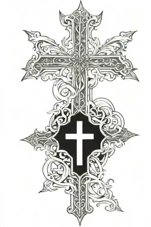 Catholic Cross And Verses Flowing