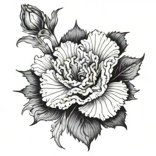 Carnation Flower Tattoo Design Black And White