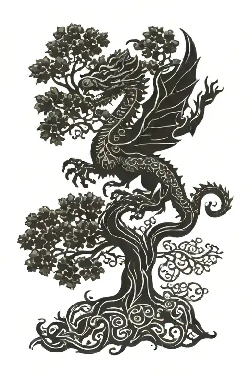 Tree Of Life With Welsh Dragon