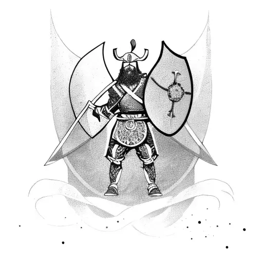 A Fierce Viking Warrior Holding A Shield And Sword In Battle