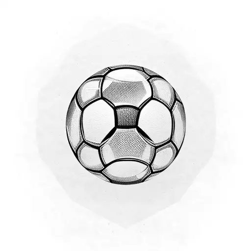 A Blackwork Tattoo Of A Soccer Ball With A Subtle Coritiba Logo Incorporated Into The Design