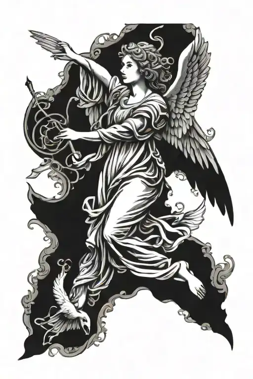Angel With A Dove Flying