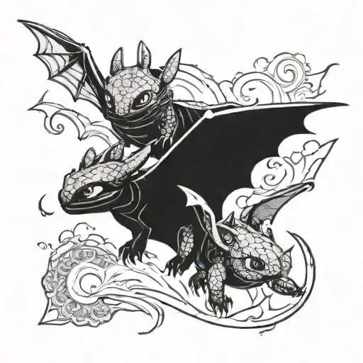 Toothless And Hiccup Flying In A Straight Line