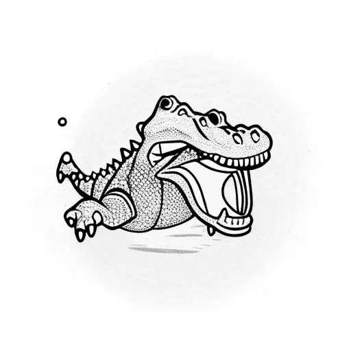 Cute Alligator Looking At Golf Ball On His Nose