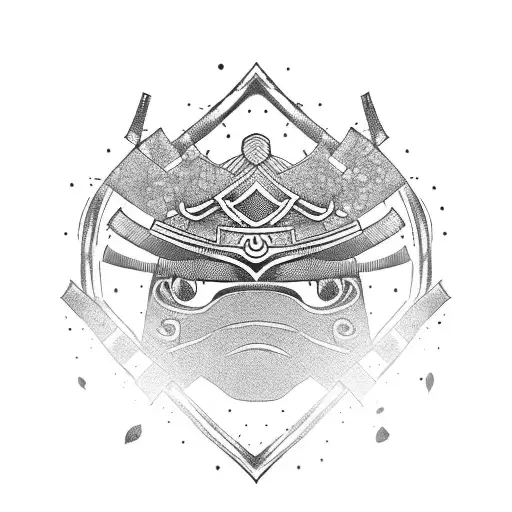 Samurai Mask With Black Cherry Blossoms