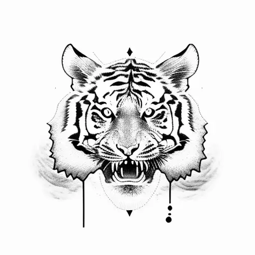 A Tiger Playing A Guitar On The Beach At Sunset