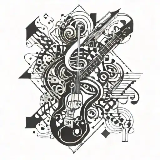 A Geometric Design Incorporating Music Notes And Gaming Symbols