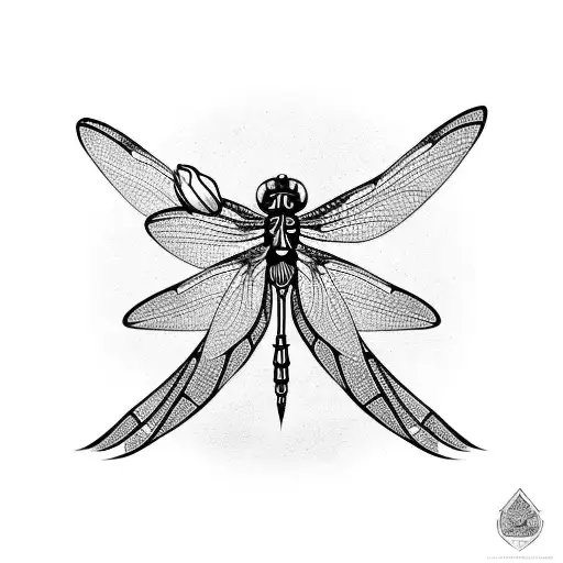 A Geometric Dragonfly Surrounded By Tulips