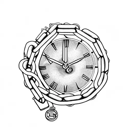 A Clock Strangled By A Chain And Broken