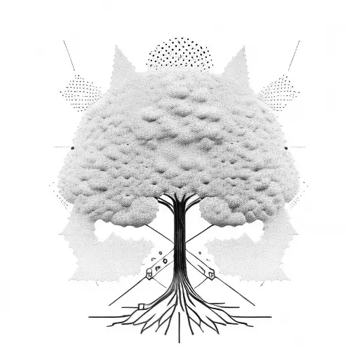 A Futuristic Cyborg Merging With A Tree To Represent Growth And Development