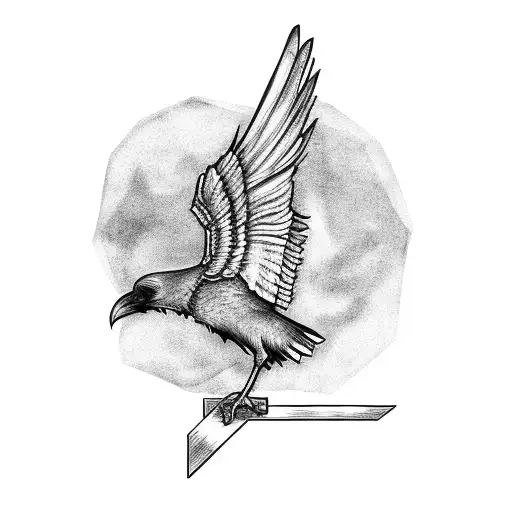 A Raven Standing On A Cross