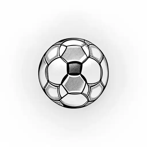 A Blackwork Tattoo Of A Soccer Ball With A Subtle Coritiba Logo Incorporated Into The Design