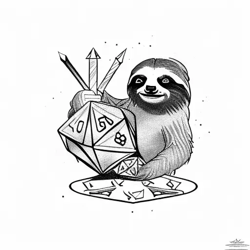 A Sloth Playing Dungeons And Dragons With Intricate Dice Designs