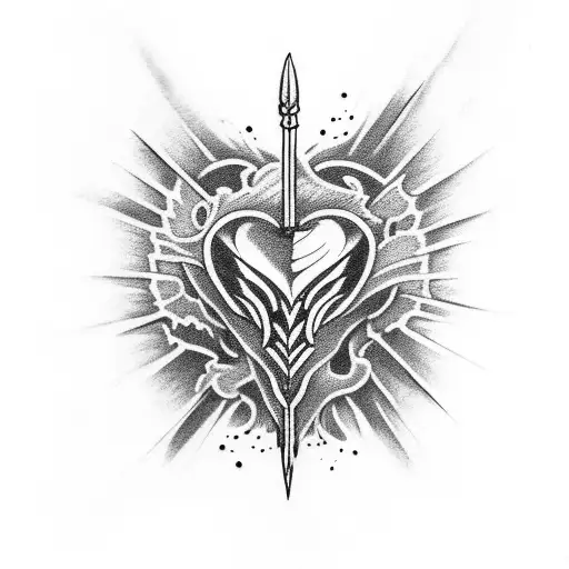 Bleeding Black Heart With Daggers