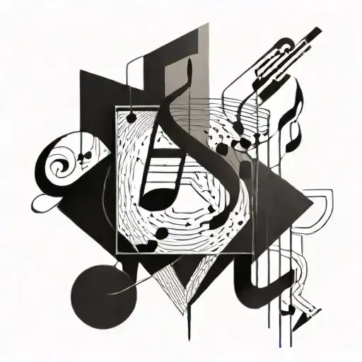 Abstract Geometric Design Incorporating Musical Notes