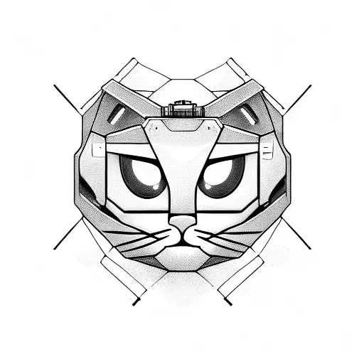 A Futuristic Robotic Cat Playing Baseball