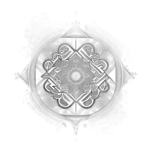 Isia And Ilian In Arabic Symetric Calligraphy