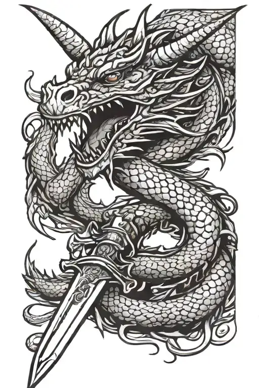 Dragon With Sword Wrapped