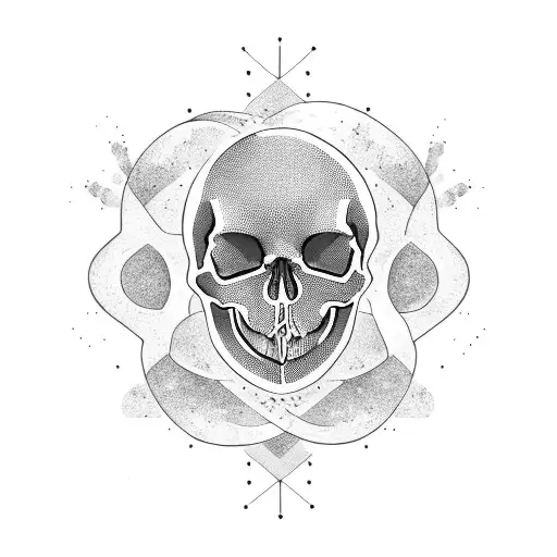 A Minimalist Tattoo Of A Skull With A Galaxy Inside