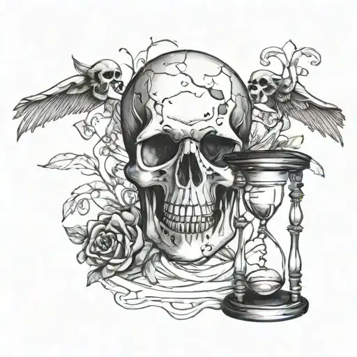 Memento Mori Memento Vivere Skull Hourglass Time Flies Enjoy The Day