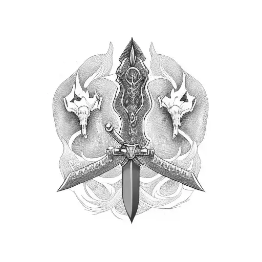 Long Sword For My Back With Animal Skull On Top