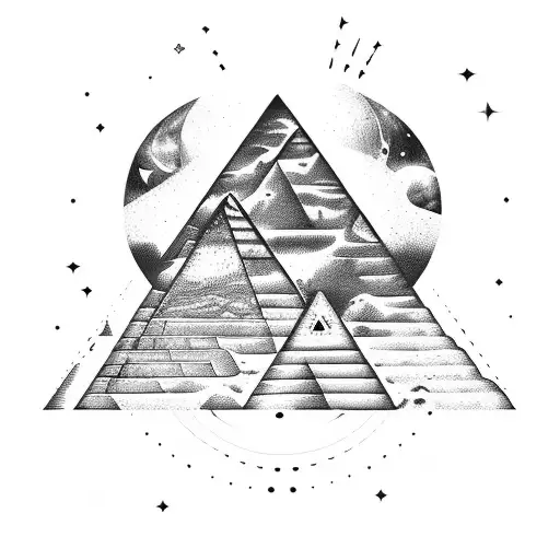 Pyramid Hieroglyphics Hourglass Galaxy Night Sky