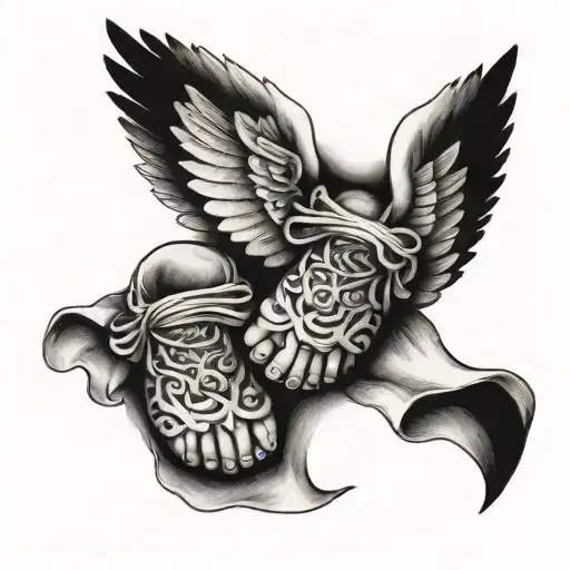 Baby Feet And Angel Wings Wrapped