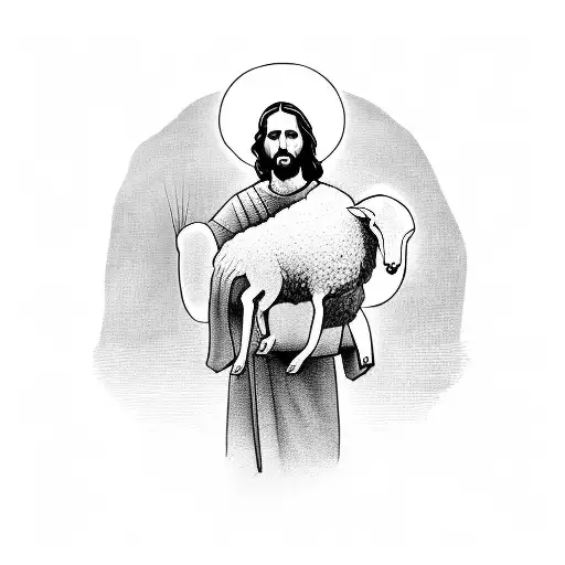A Modern Interpretation Of Jesus Carrying The Lost Sheep On His Shoulders