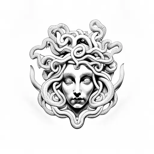 Medusa From Greek Mythology With The Illuminated Symbol