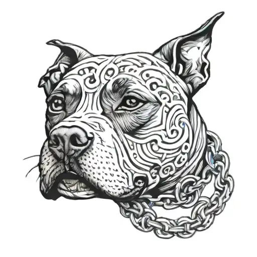A Pitbull Wearing A Chain