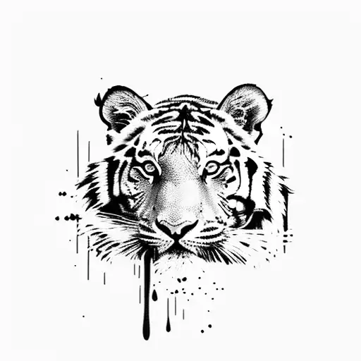 Tiger Jumping Out And Scratching With Paw And Scratch Marks