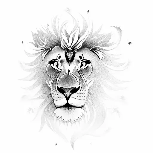 A Lion Breathing Fire Surrounded By Blooming Flowers