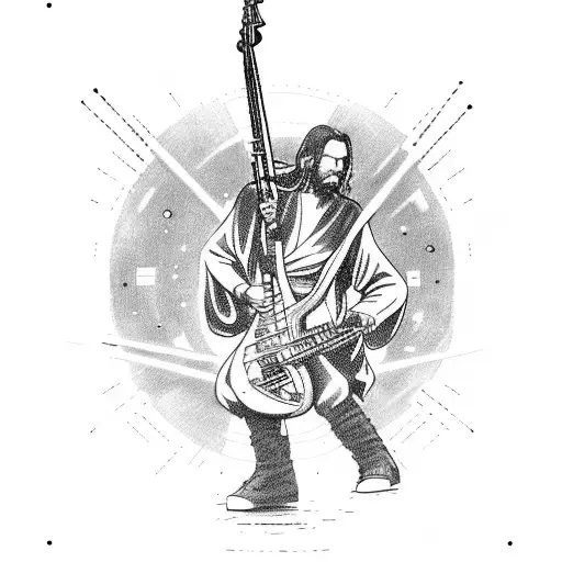 Star Wars Jedi Playing A Bass Guitar