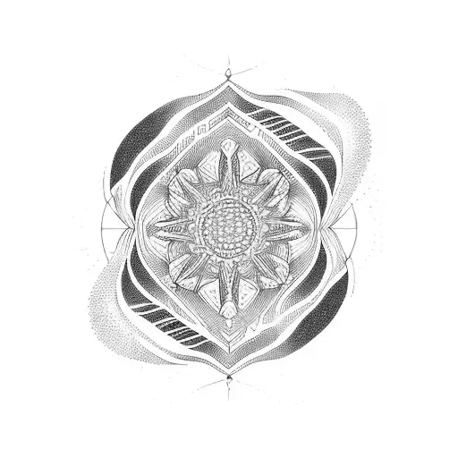 A Geometric Pattern Combining A Heartbeat And Ocean Waves