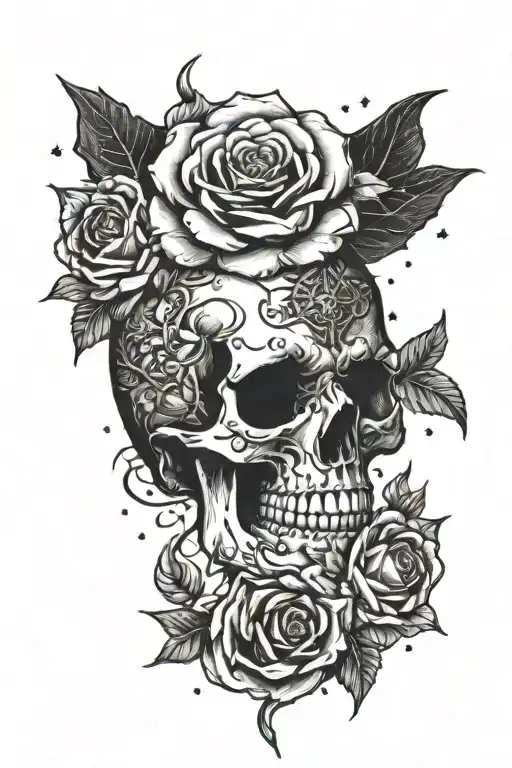 Mountain Stars Moon Skull Roses And Snakes Gothic