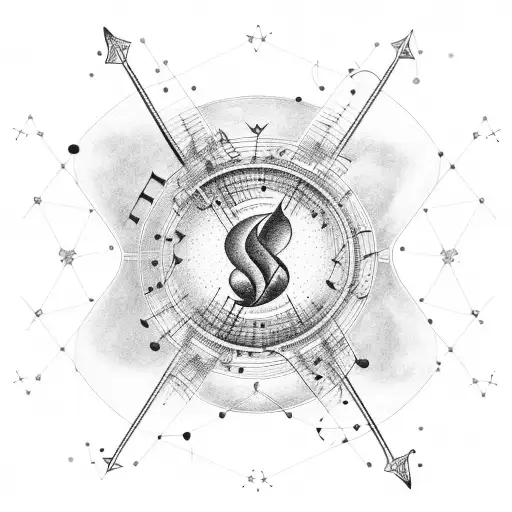 A Constellation Of Musical Notes Forming A Guitar In Outer Space