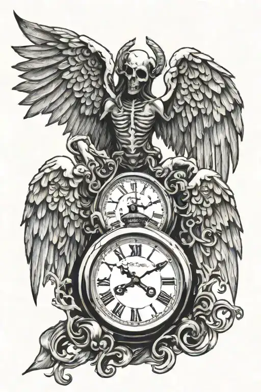 Death Angel Wings Holding Watch