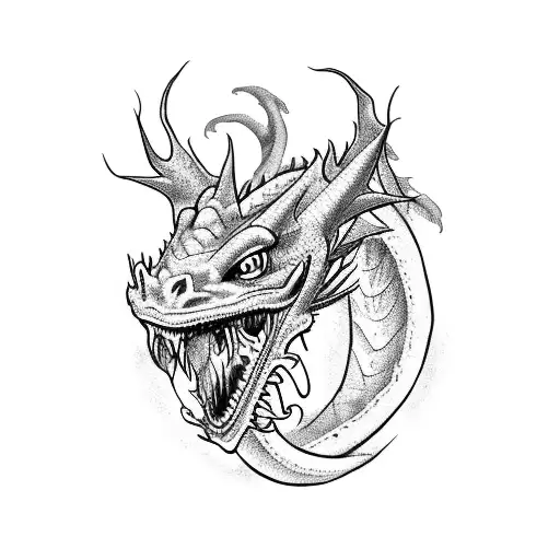 A Dragon Around The Arm Where The Head Begins In The Hand And The Tail Ends In The Neck