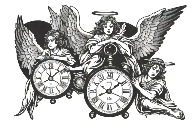 Three Angels Stopping Time Clock