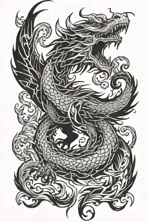 Phoenix Breathing Fire Breathing Dragon