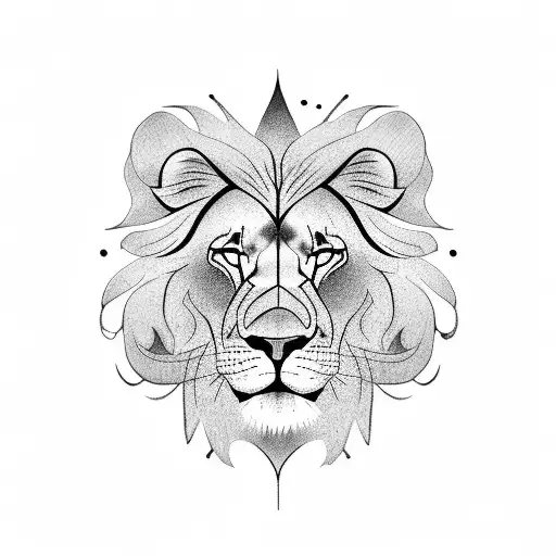 A Minimalist Tattoo Of A Lion Driving A Sports Car At Top Speed