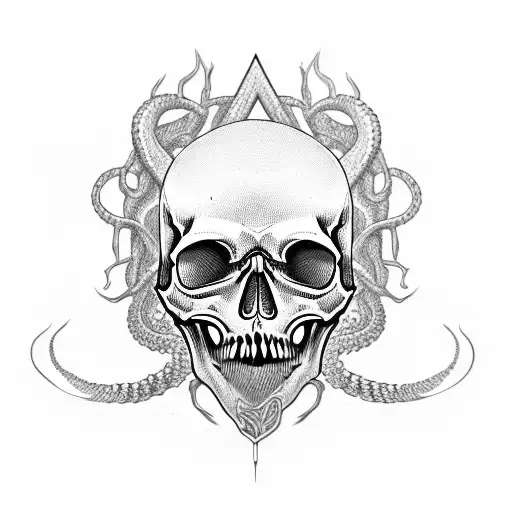 Skull With Snakes Coming Out Of It's Eyes