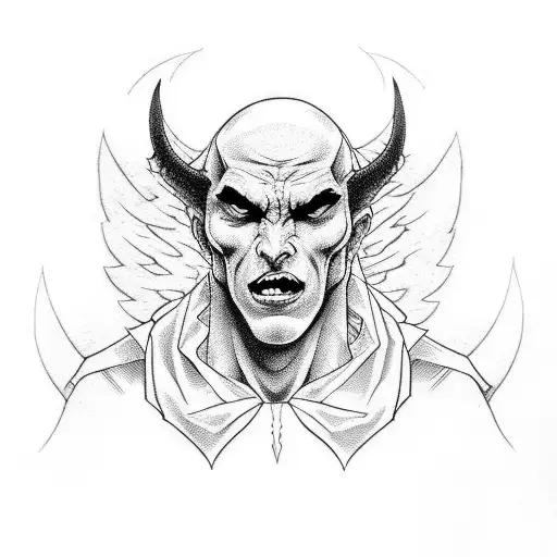 A Devil Giving His Son To An Angel For Good Upbringing With Angry Face Expressions