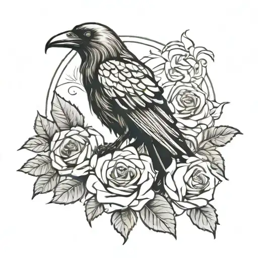 Dying Crow Holding Dying Rose