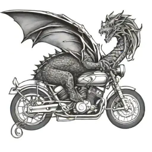 A Dragon With A Bike For Arm Sleeve Tattoo Design Fil