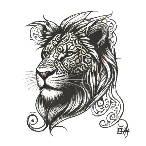 Father Lion Tattoo Design